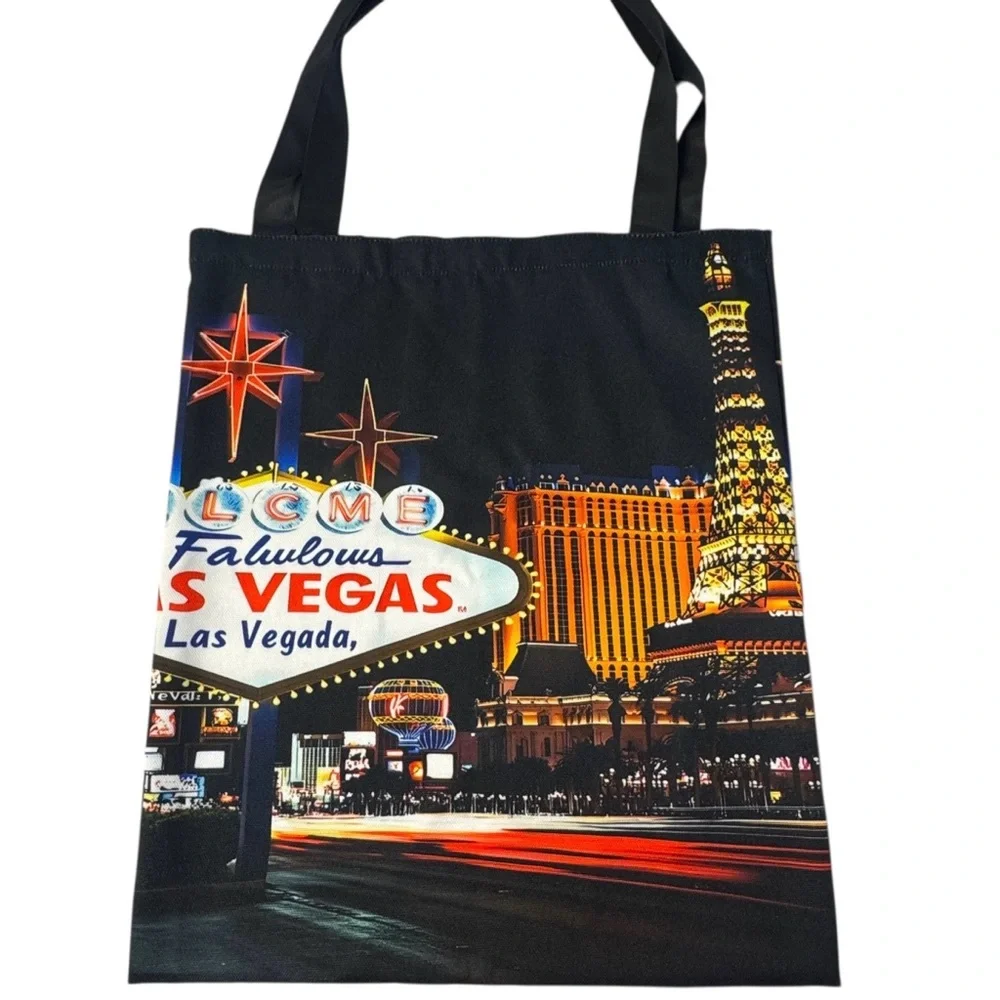 Las Vegas Souvenir‎ Tote Bag Photo Frame Keychain Set Iconic Strip Night Scene